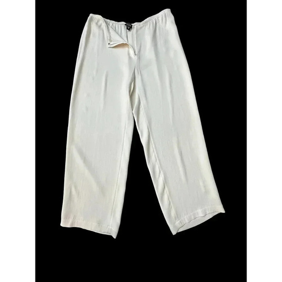 Eileen Fisher Trouser Pants Low Rise Silk Blend White Womens Size Petite Large - Picture 1 of 9